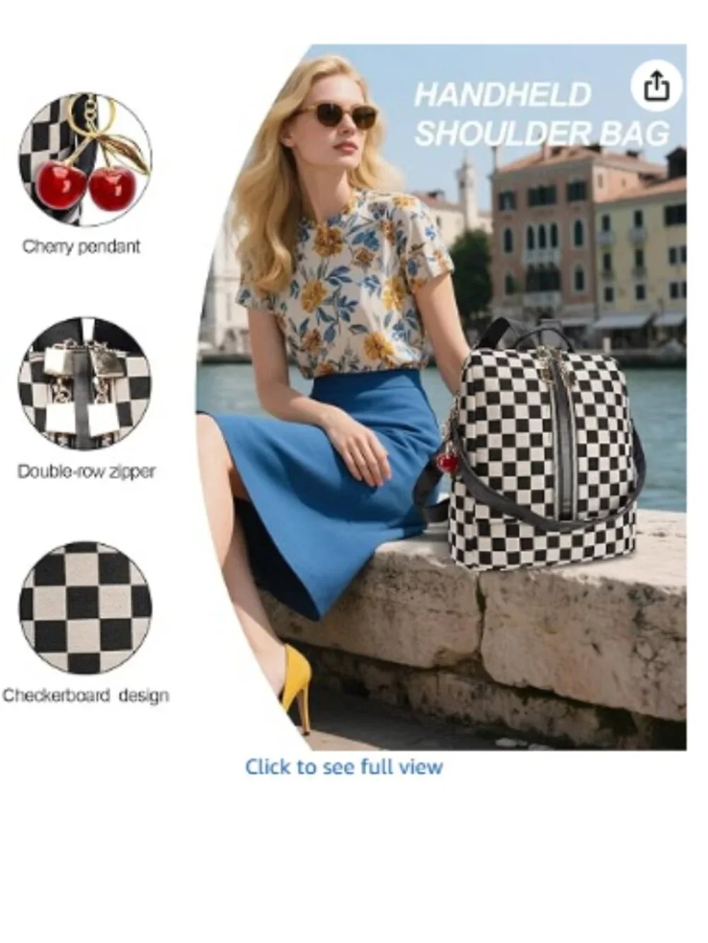 Checkered Backpack Purse for Women,Plaid Back Pack Handbag,Fashion Everyday